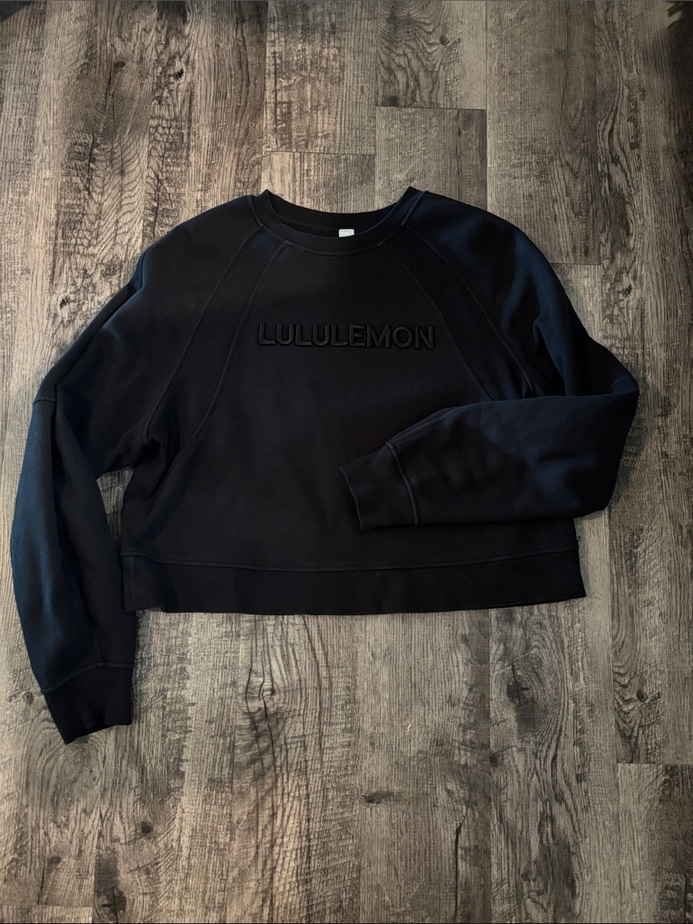 Lululemon Cropped Scuba Crewneck Sweatshirt with Logo - Black- Size Medium/Large